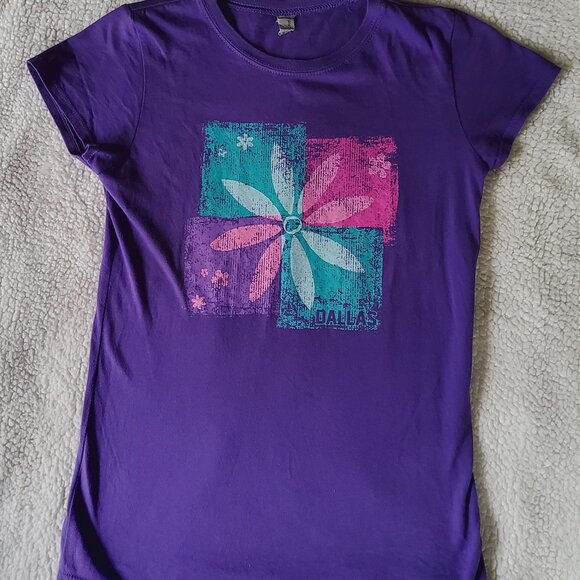 Next Level Dallas Floral Cotton  T-Shirt Purple - Picture 1 of 6